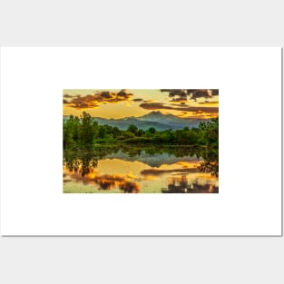 Warm Golden Ponds Sunset Posters and Art